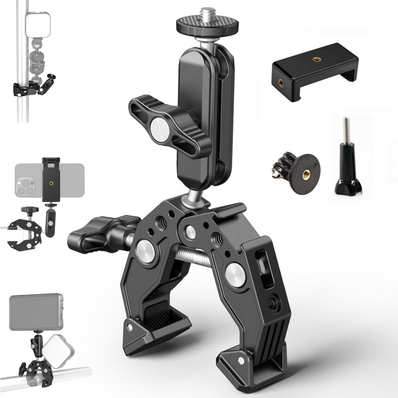 Dual Monitor Arm - Universal Aluminum Super Clamp with Double