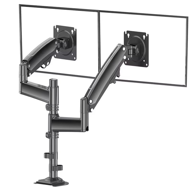 Dual Monitor Arm - Aluminum Alloy Black Dual Column Computer