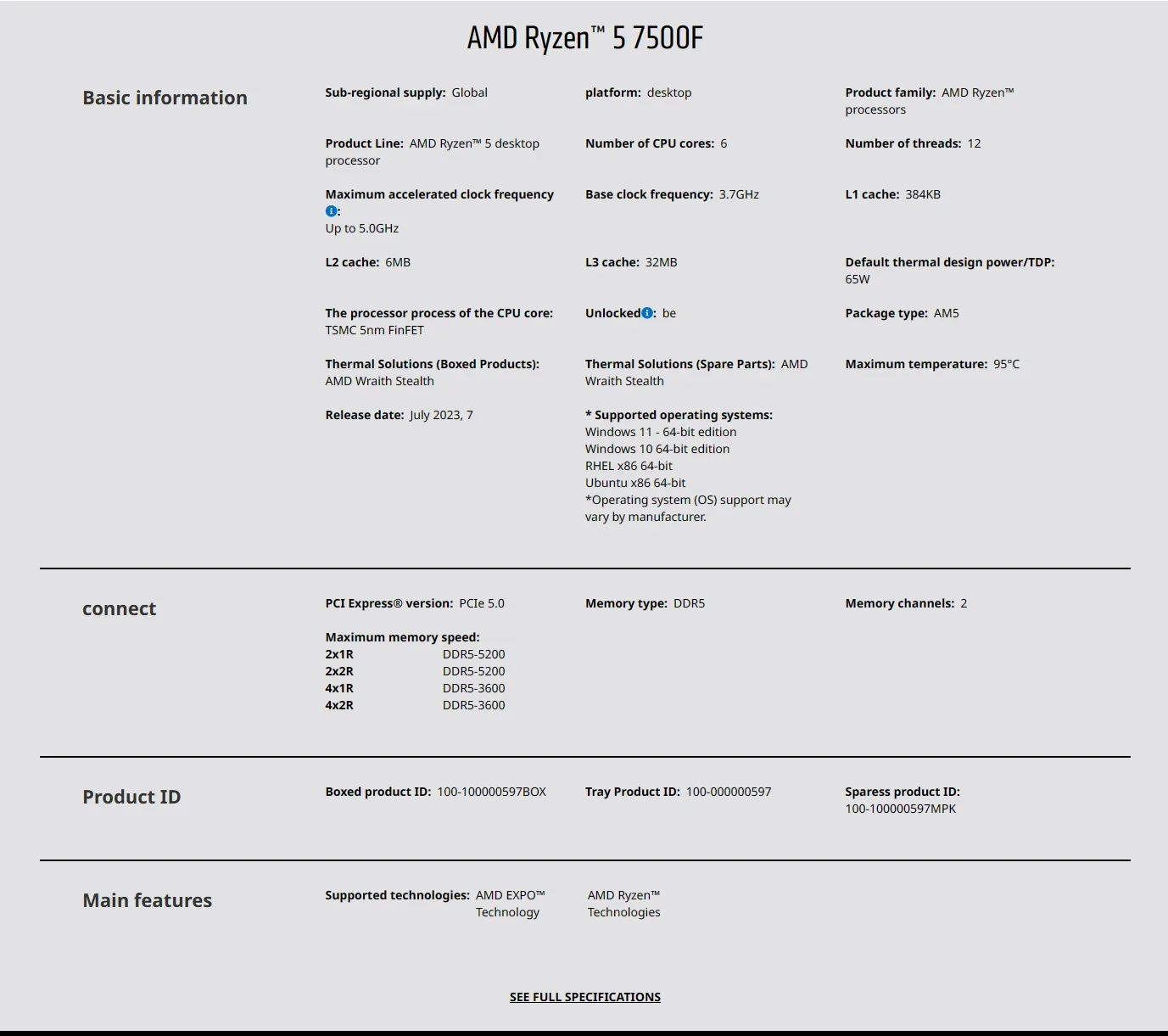 AMD Ryzen 5 7500F AM5 5nm Gami - Pc Gaming Ryzen 5 recension och pris