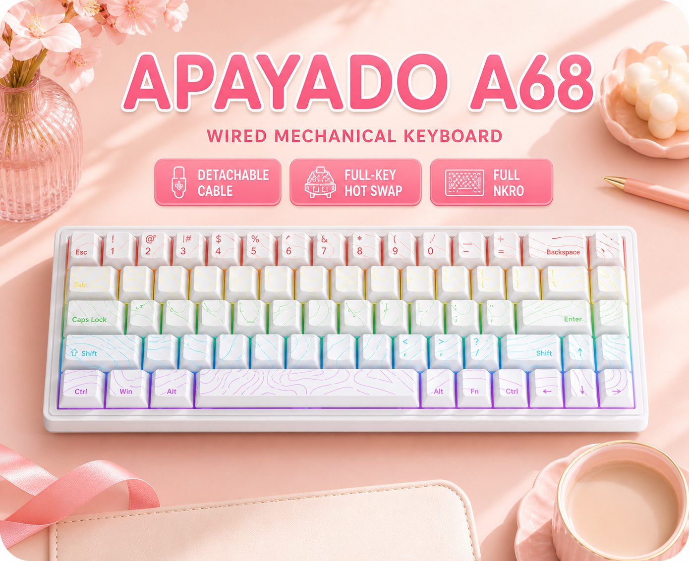 APAYADO A68 Wired Mechanical K - Anti-Ghosting Keyboard recension och pris
