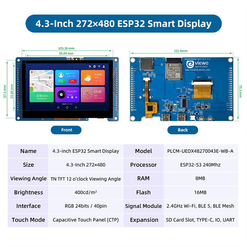 ESP32 S3 4.3 Inch 480*272 Capa - Dual Monitor Arm recension och pris